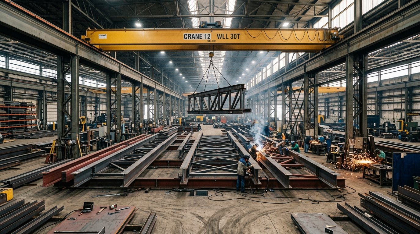 Heavy Structural Steel Girders & Factory Crane